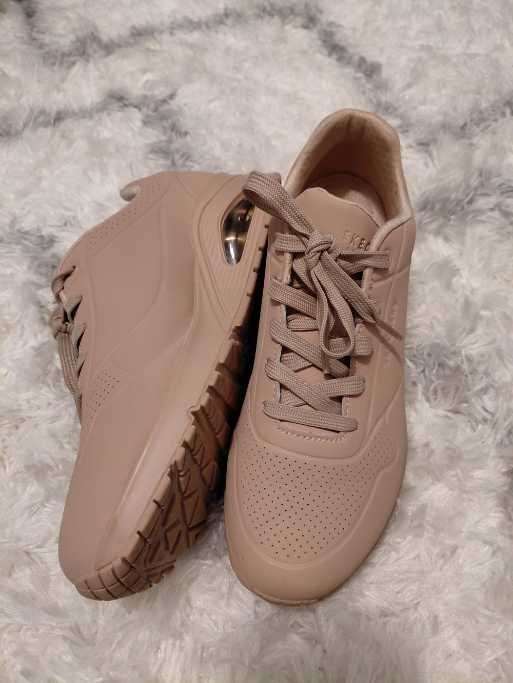 Skechers Women's Beige Casual Lace-Up Sneakers - Picture 7 of 10